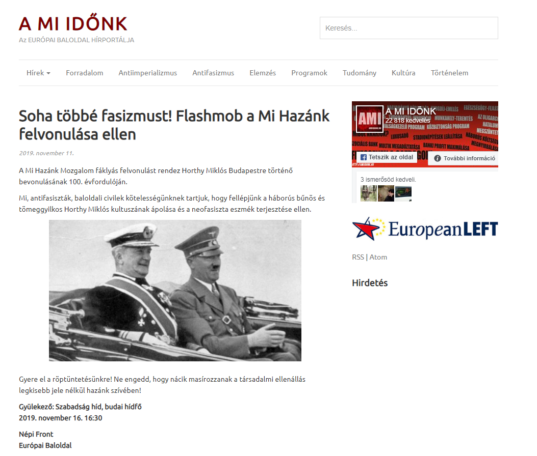 Horthy ellen tüntetnek a romák - az antifákkal karöltve - videóval