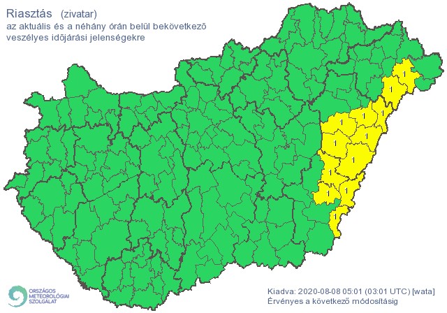 Hőség- és zivatarveszély, riasztást adtak ki