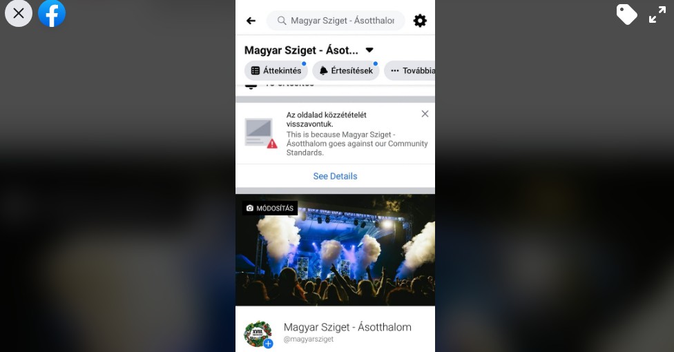 A Magyar Sziget oldala is a cenzúra áldozatául esett