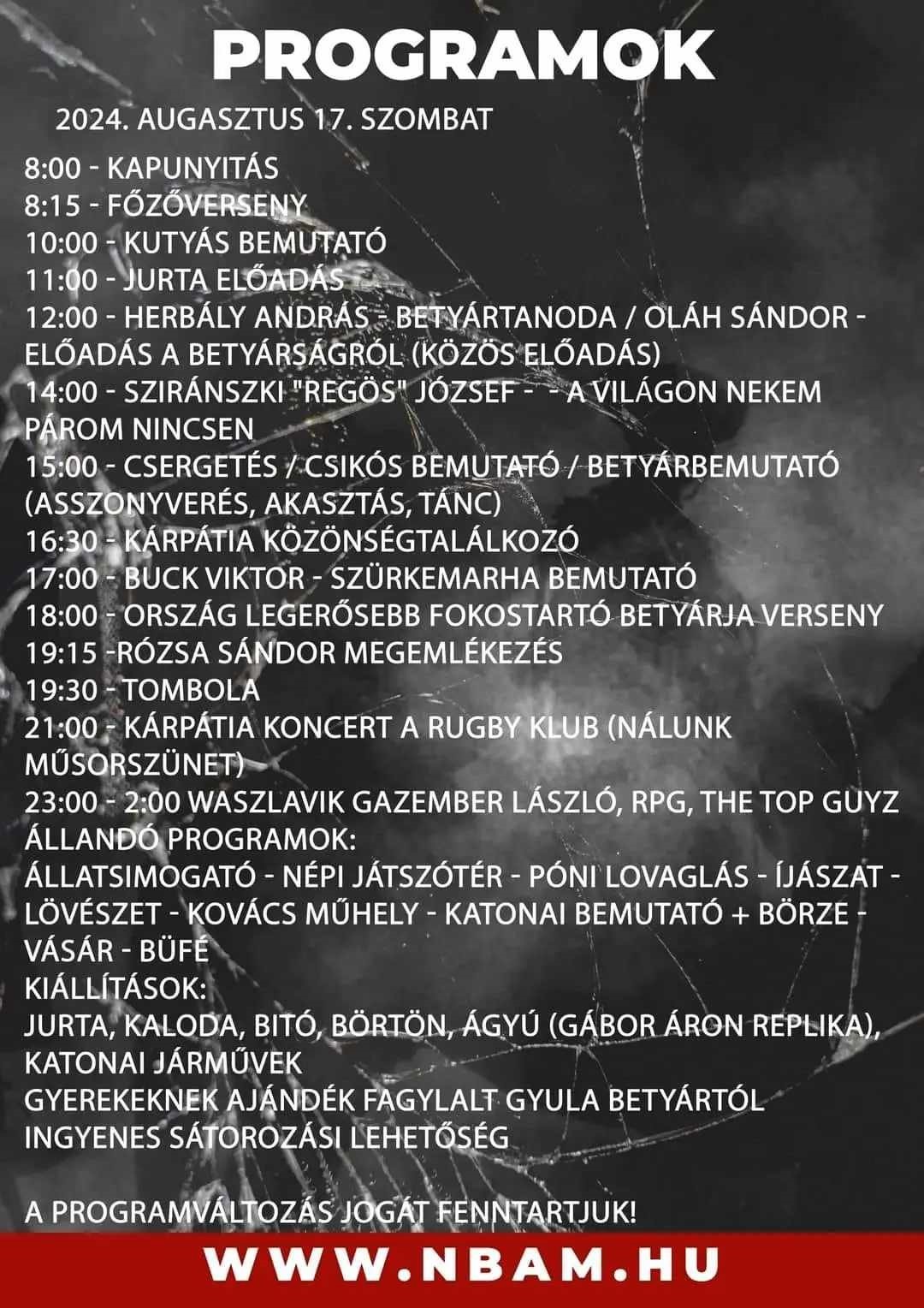 NBAM Betyáros Családi Nap – Itt a részletes programlista