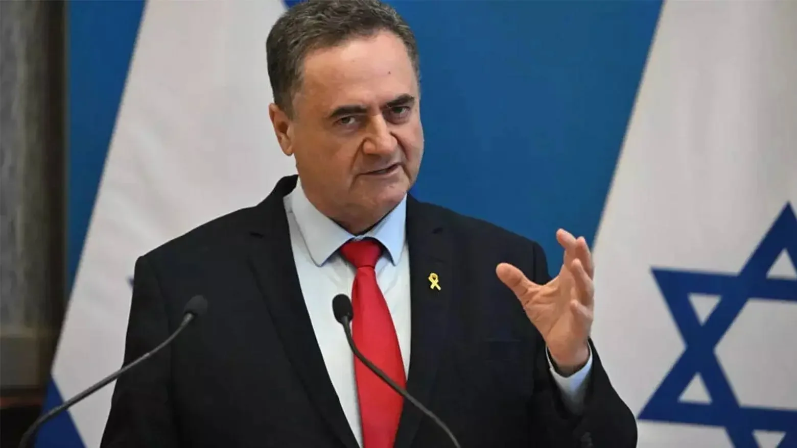 Israel Katz 2024. június 17-én Budapesten, Magyarországon tartott közös sajtótájékoztatón beszél. (Fotó: AFP)