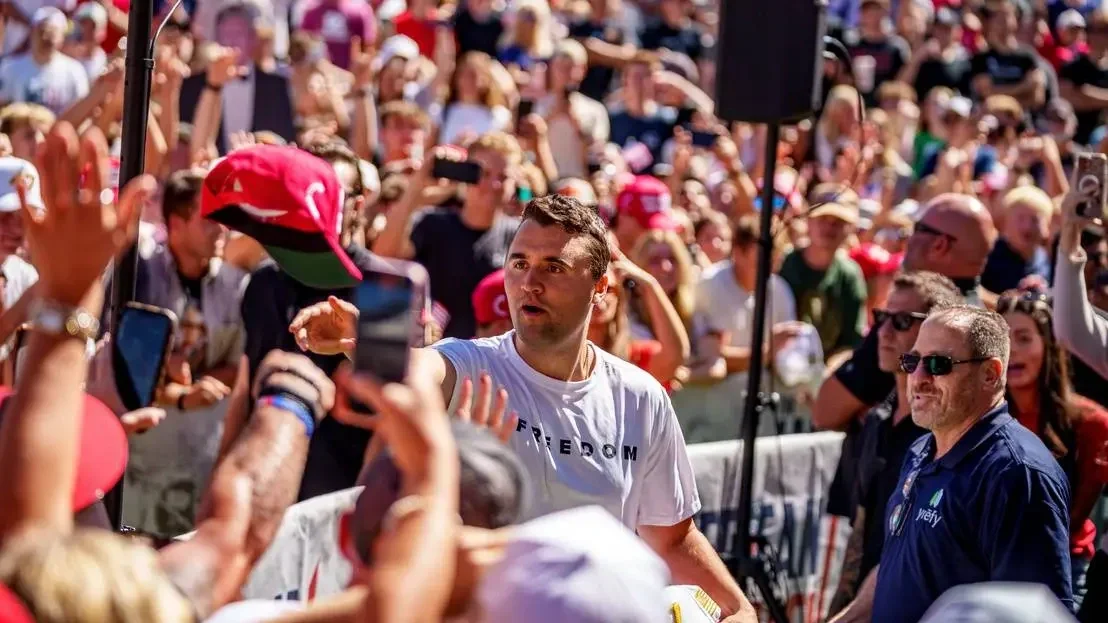 Charlie Kirk 2025. szeptember 10-én. Fotó:  Trent Nelson / The Salt Lake Tribune / Getty Images