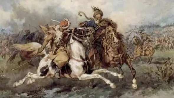 Depiction of the Tatar invasion in the Chronicle of János Thuróczi (1488)