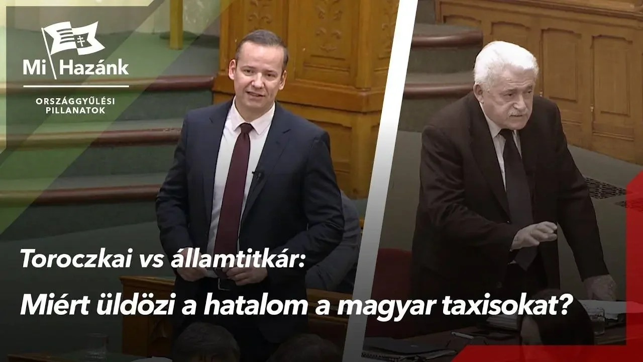 Toroczkai László, a Mi Hazánk Mozgalom elnöke és Fónagy János államtitkár parlamenti vitája