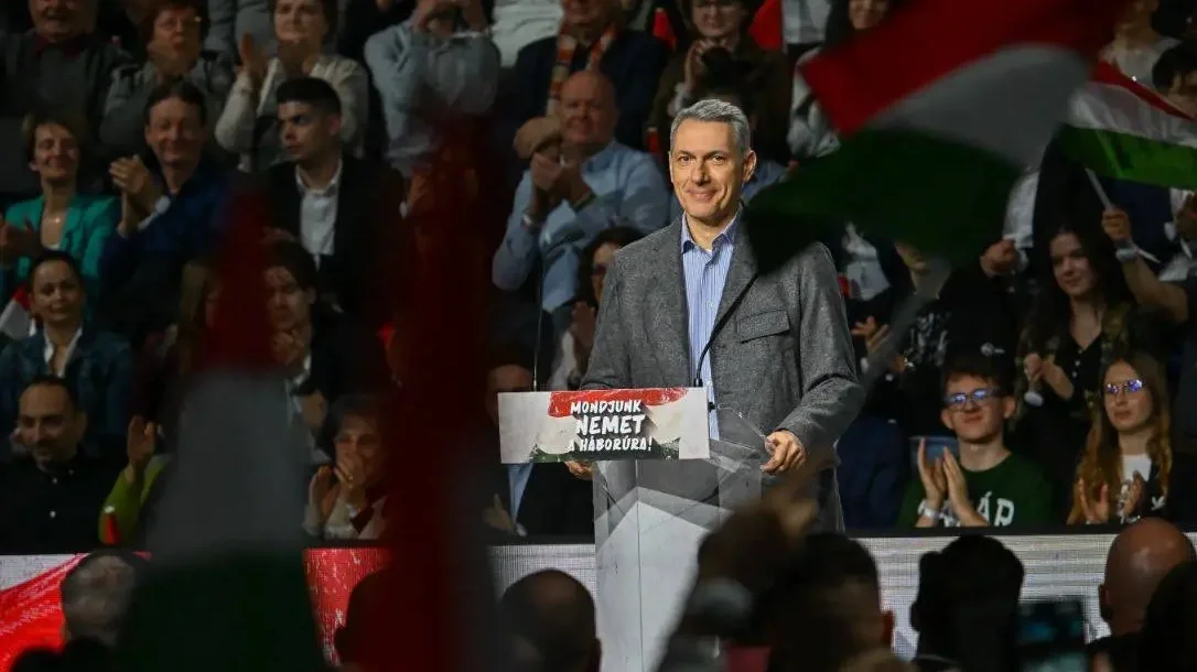 Lázár János a Digitális Polgári Körök háborúellenes gyűlésén a Kaposvári Arénában 2026. január 24-én (fotó: IllyésTibor/MTI)