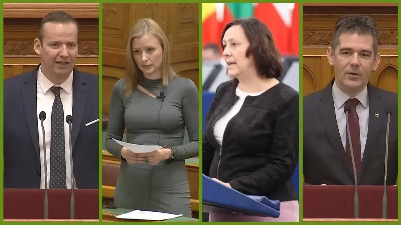 A Mi Hazánk Mozgalom politikusai balról jobbra: Toroczkai László pártelnök, Dúró Dóra elnökhelyettes, dr. Borvendég Zsuzsanna európai parlamenti képviselő és Novák Előd alelnök | Képmontázs: Remenyiczki Éva/Magyar Jelen