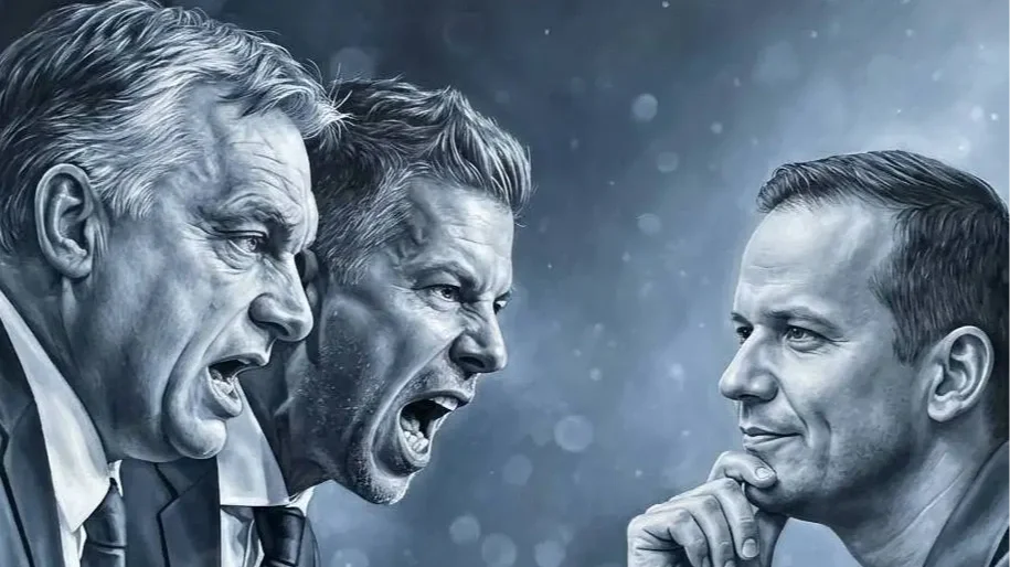 "Steady calm against a surge of rage" - an AI illustration of Viktor Orbán, Péter Magyar, László Toroczkai