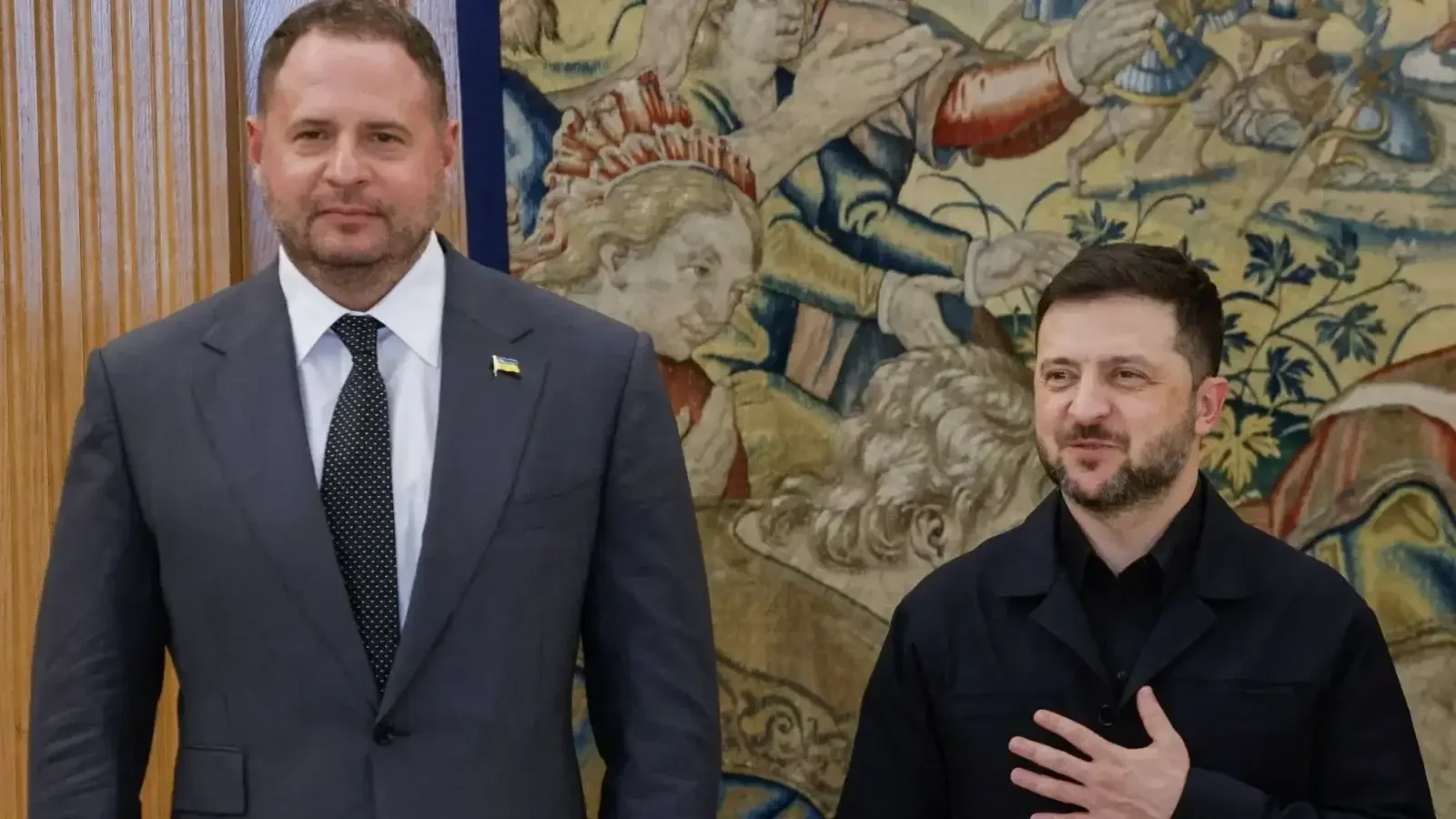 Andrij Jermak, az ukrán elnöki iroda egykori vezetője és Volodimir Zelenszkij ukrán elnök | Fotó: Oscar del Pozo/AFP