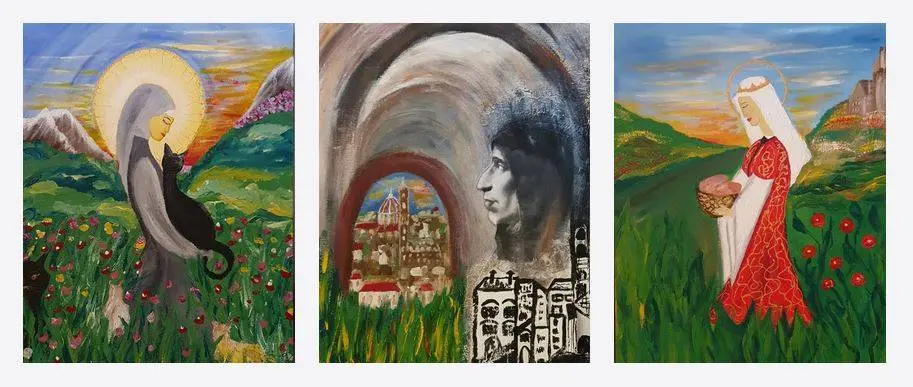 Nivelles-i Szent Gertrúd, Girolamo Savonarola és Árpád-házi Szent Erzsébet portréi | Képernyőkép forrása: Egri Válasz