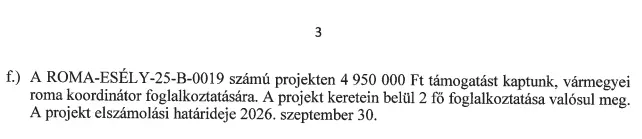 Képernyőkép Győr-Moson-Sopron Vármegye Önkormányzata Közgyűlésének költsévetési előterjesztéséből