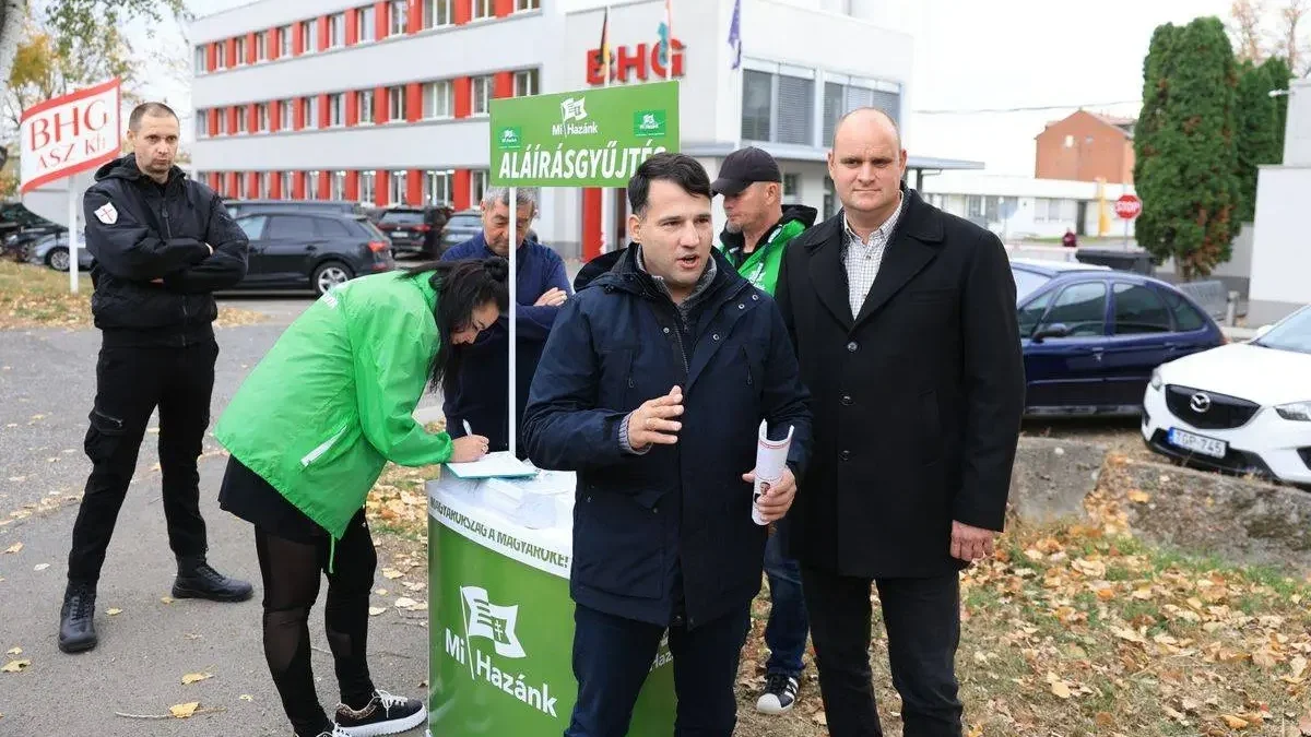 Lantos János a „STOP vendégmunkások, megbecsülést a magyar dolgozóknak!” országjárásnak szekszárdi állomásán | Kép forrása: teol.hu