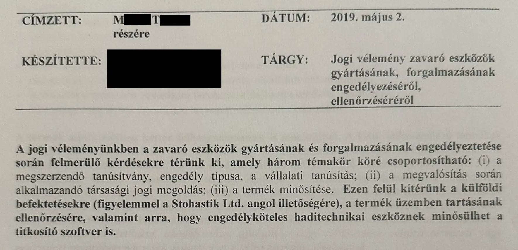 Részlet a jogi szakvéleményből, Kép forrása: Átlátszó