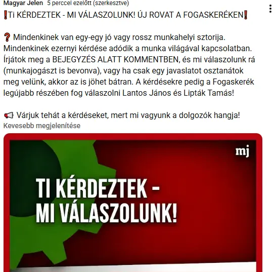 Kép forrása: Magyar Jelen YouTube-csatornája