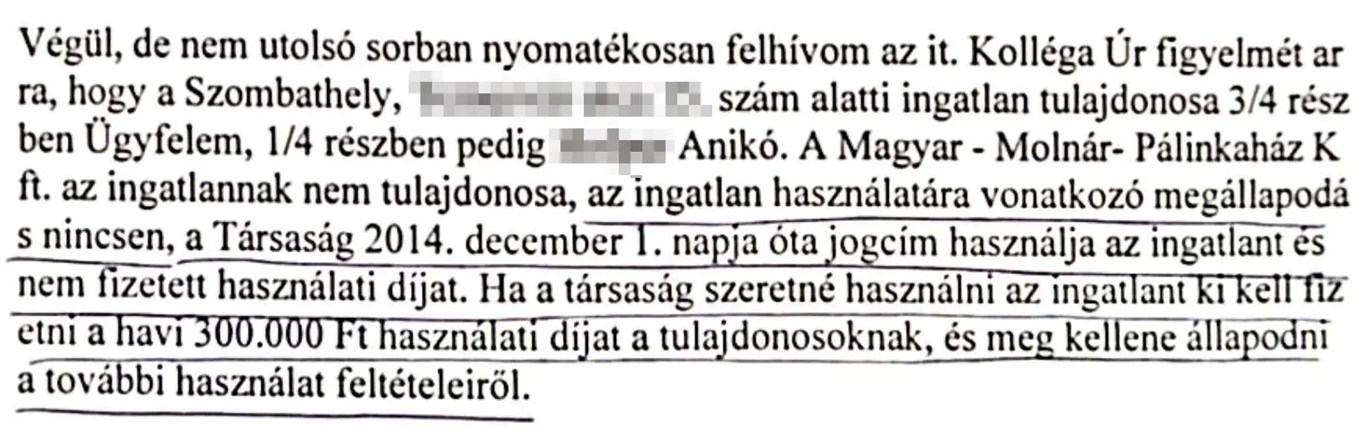 Dr. Magyar István ügyvéd levele a társaságot képviselő ügyvédhez | Forrás: A Magyar Jelenhez eljuttatott dokumentumok