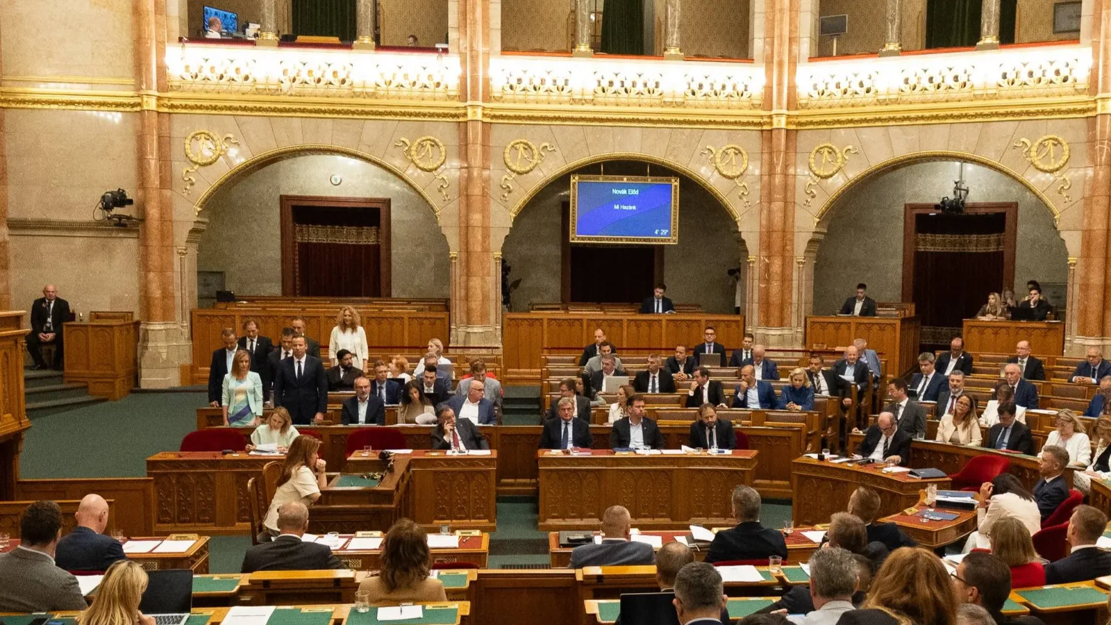  Mi Hazánk képviselőin kívül kizárólag Lezsák Sándor lánya, Molnárné dr. Lezsák Anna állt fel a néma főhajtásra a Rongyos Gárda hősi halottainak emlékére | Fotó: Magyar Jelen