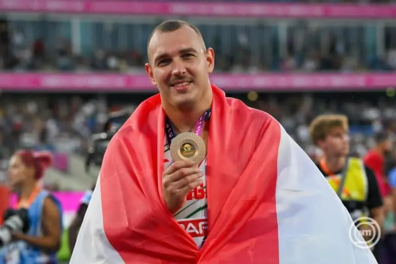 Halász Bence kalapácsvető európai aranyérmes | Forrás: Czeglédi Zsolt/MTI