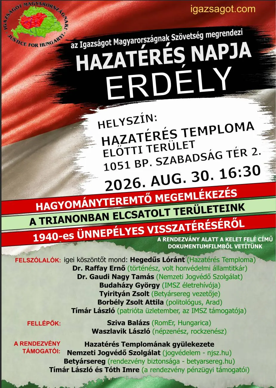 A rendezvény plakátja | Forrás: Igazságot Magyarországnak Szövetség