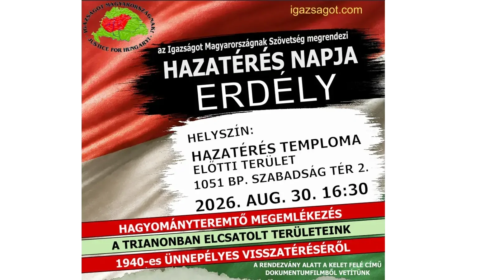 Részlet a rendezvény plakátjából | Forrás: Igazságot Magyarországnak Szövetség