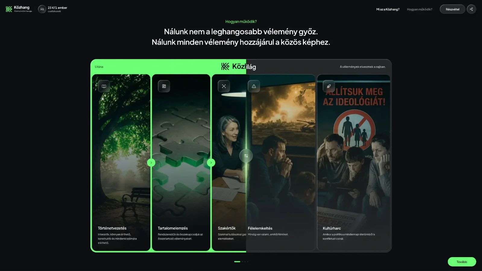 A Közhang weboldala. Forrás: Képernyőkép / kozhang.hu