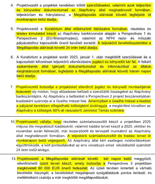 Részletek a megállapodástervezetből | Forrás: ELTE Média akták