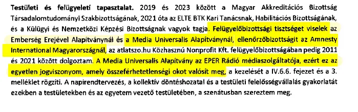 Részletek Polyák Gábor pályázatából | Forrás: ELTE Média akták